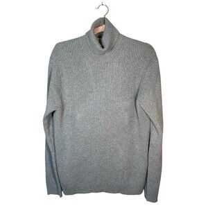 VTG J. CREW Cotton Women Large Gray Pullover Turtle Neck Sweater‎ Rubbed